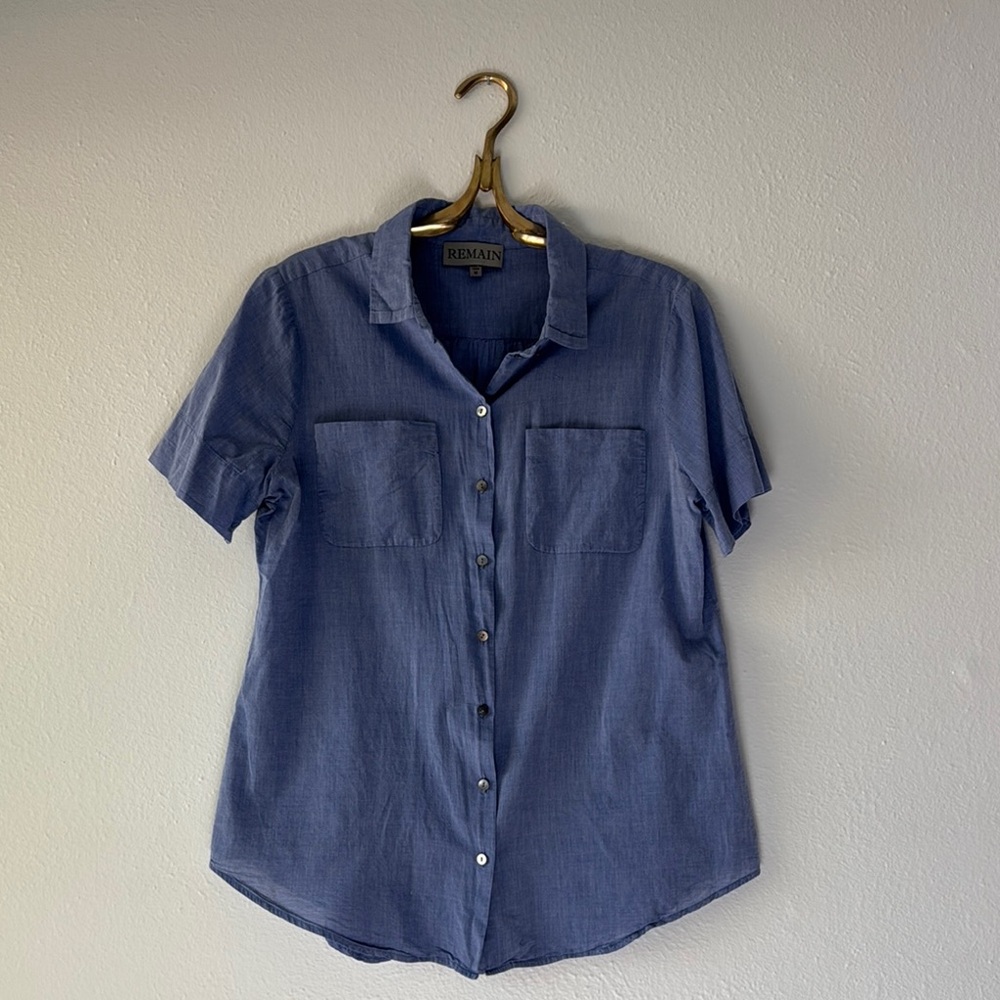 REMAIN Blue Short Sleeve Shirt Size Medium